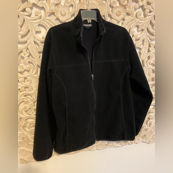 Lands End Jacket Fleece Cabincore Hiking Outdoors Fall Winter Black Size 14-16 - Picture 2 of 13